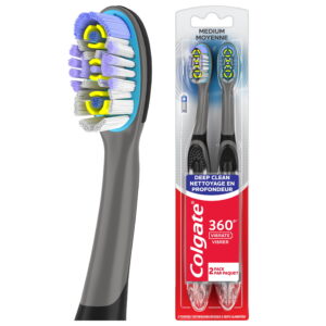 Colgate 360 Vibrate Deep Clean Battery Operated Electric Toothbrush, Medium, 2 Pack